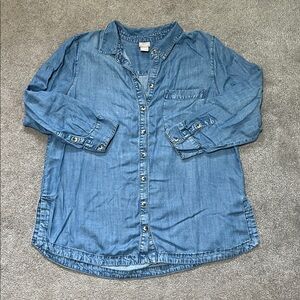 Chico's Blue Chambray Lyocell Button Down Shirt Size XL